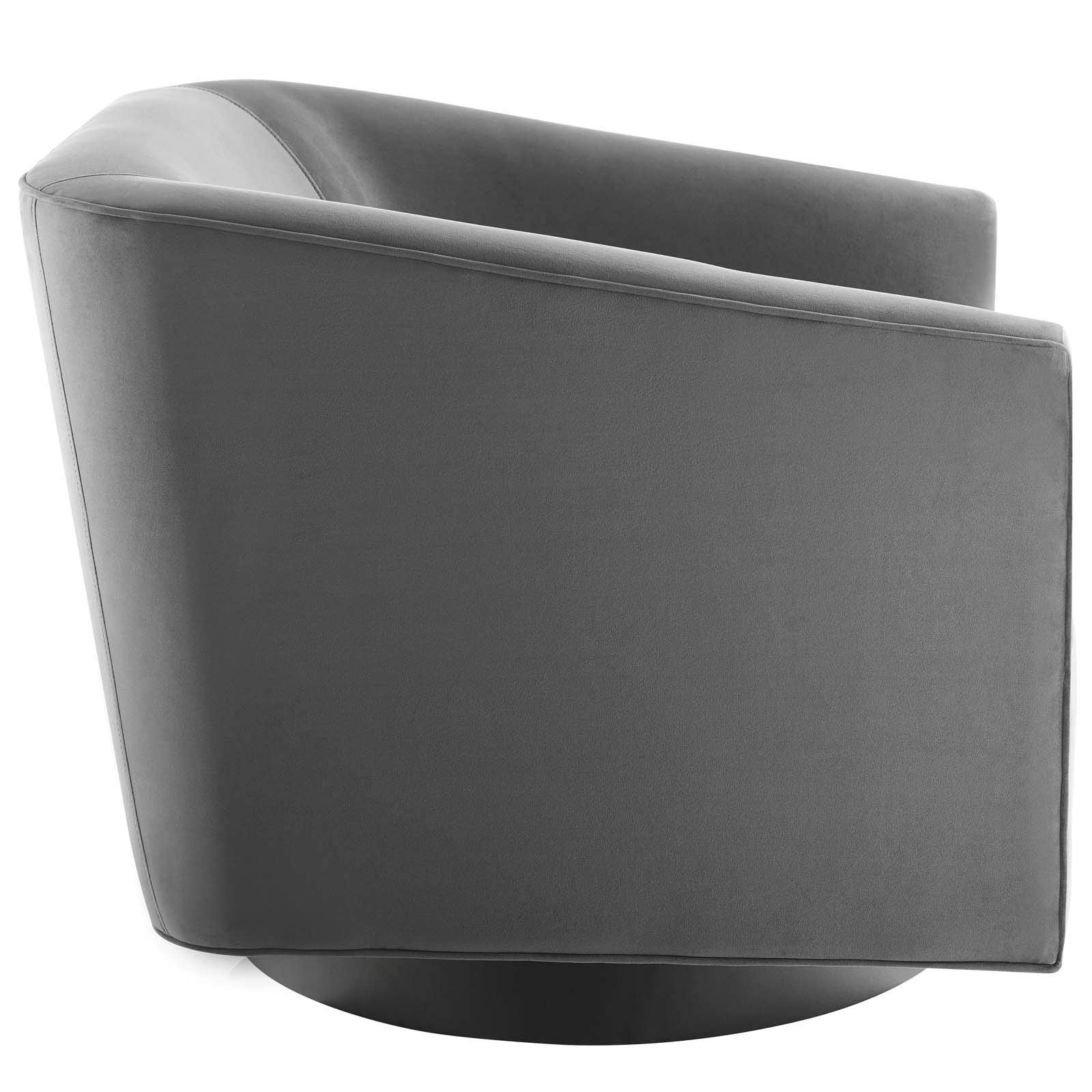 Modway Twist Performance Velvet Accent Lounge Living Room Swivel Chair In Gray